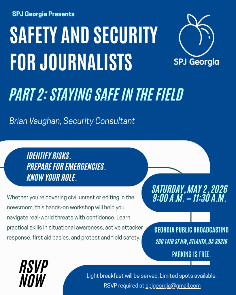 Safety and Security for Journalists workshop flyer